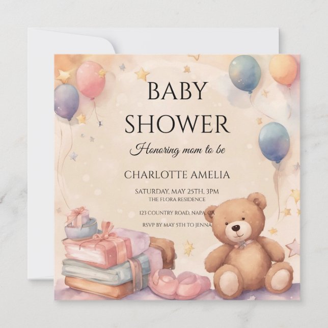 Cute Teddy Bear Baby Shower  Save The Date (Front)