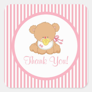 Cute Teddy Bear Baby Shower Square Sticker! Square Sticker