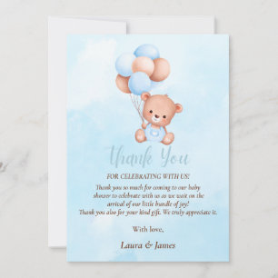 Cute Teddy bear Baby Shower Thank You card
