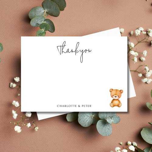 Cute Teddy Bear Baby Shower  Thank You Card