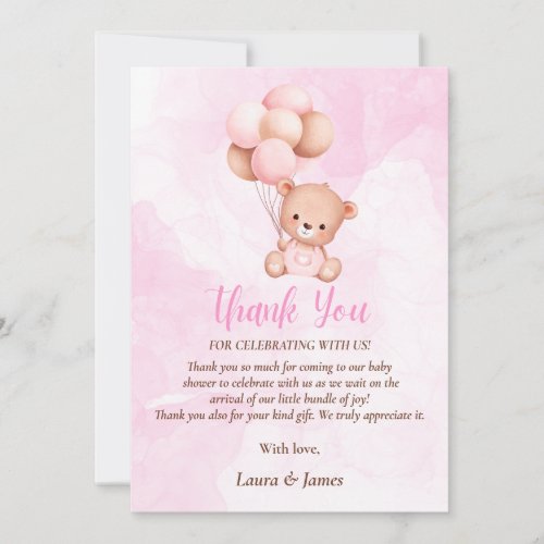 Cute Teddy bear Baby Shower Thank You card