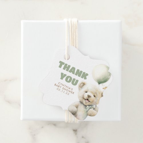 Cute Teddy Bear Baby Shower Thank You Favor Tags