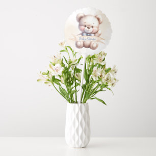 Cute Teddy Bear Baby Shower Watercolor Boho Balloon