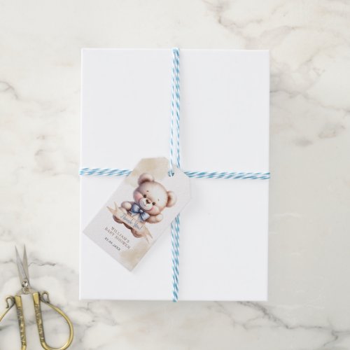 Cute Teddy Bear Baby Shower Watercolor Gift Tags