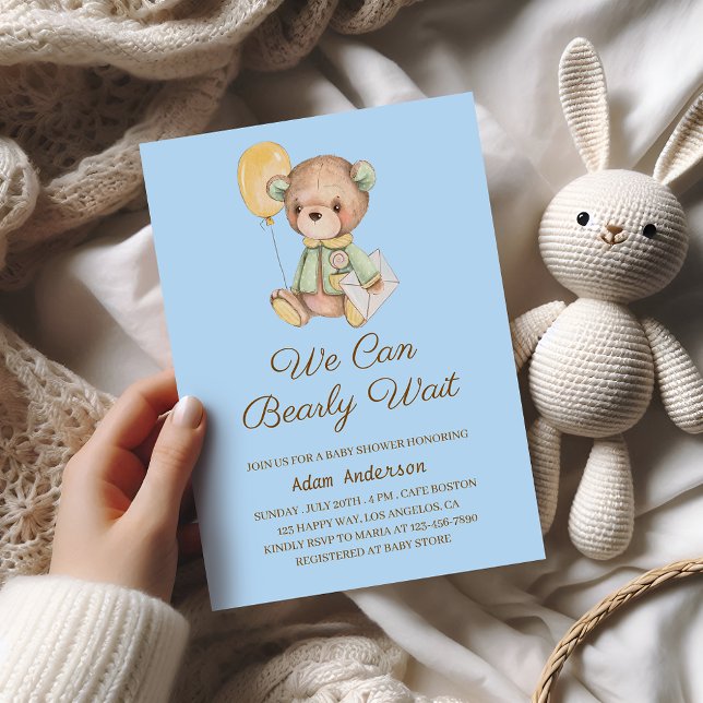Cute Teddy Bear Baby Shower – We Can Bearly Wait  Invitation (Creator Uploaded)