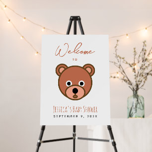 Cute Teddy Bear Baby Shower Welcome Brown Script  Foam Board