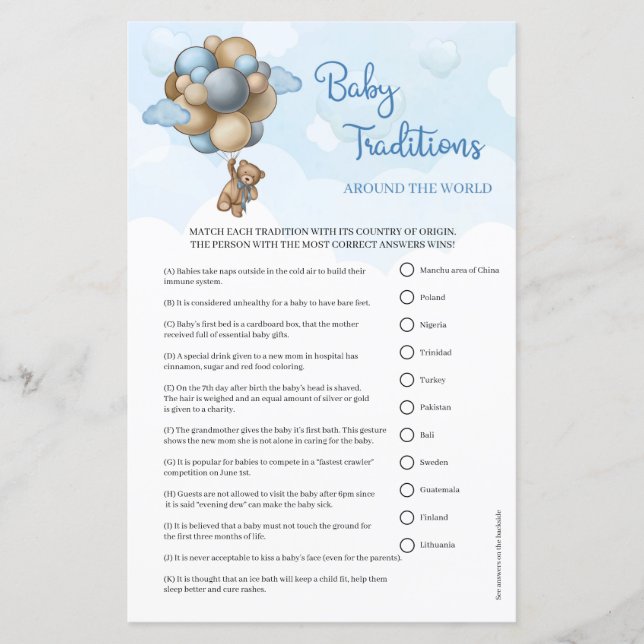 Cute Teddy bear Baby Traditions around the world (Front)