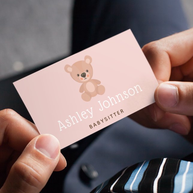 Cute Teddy Bear Babysitter Nanny Adorable Sweet Business Card (Creator Uploaded)