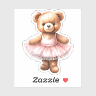 Cute teddy bear ballerina dancing ballet sticker