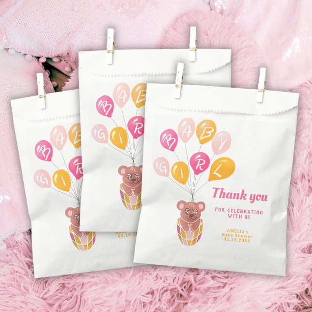 Cute Teddy Bear Balloon Baby Shower Thank you Favor Bag (Creator Uploaded)