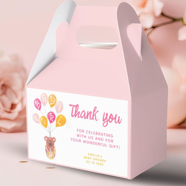 Cute Teddy Bear Balloon Baby Shower Thank you Favor Boxes (Creator Uploaded)