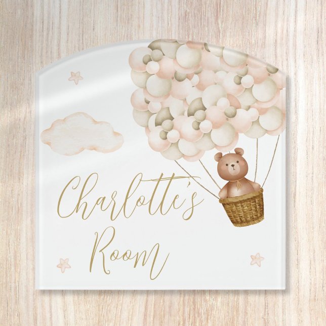 Cute Teddy Bear Balloons Baby Nursery Door Sign (Cute Teddy Bear Balloons Baby Nursery Door Sign)