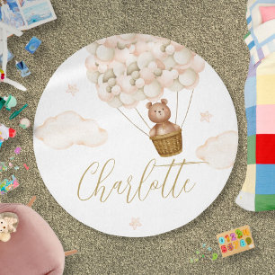 Cute Teddy Bear Balloons Baby Nursery Rug