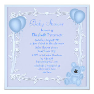 Teddy Bear Balloons Kids Invitations Zazzle