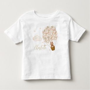 Cute Teddy Bear Balloons Gold Script Toddler T-shirt