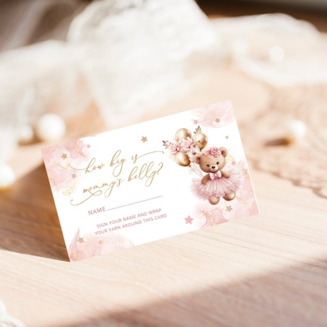 Cute Teddy Bear Balloons How Big is Mommy's Belly Enclosure Card (Creator Uploaded)