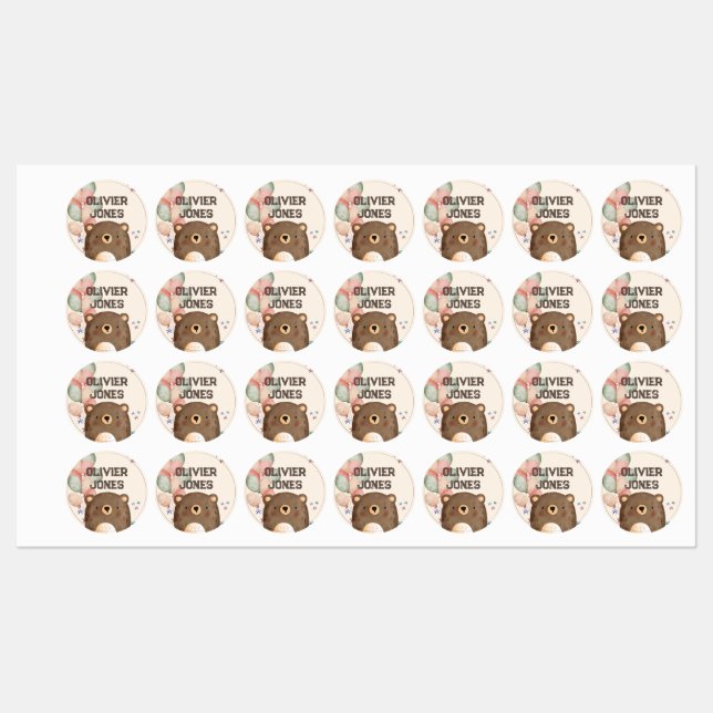 Cute teddy bear balloons kid clothing label (Sheet)