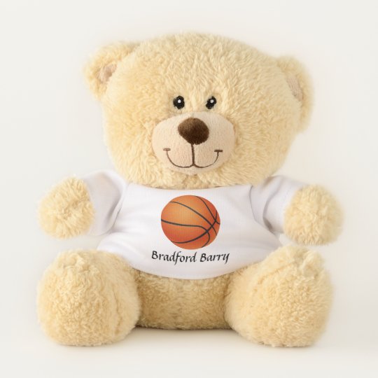 teddy bear holding basketball