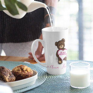 Cute Teddy Bear Be My Valentine Latte Mug