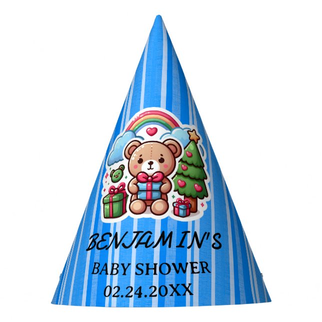 Cute Teddy Bear Birthday Paper Party Hats (Front)