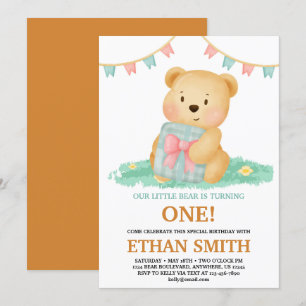 Cute Teddy Bear Birthday Party Invitation