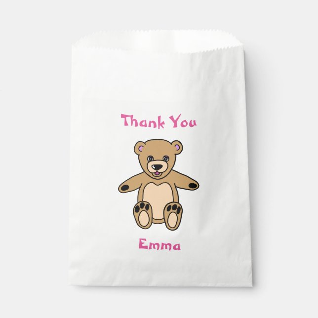 Cute Teddy Bear Birthday Thank You Favor Bag (Front)