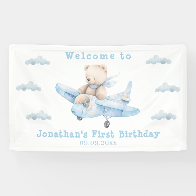 Cute Teddy Bear Birthday Welcome Banner (Horizontal)