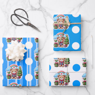 Cute Teddy Bear Birthday Wrapping Paper Sheets