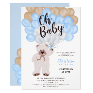 teddy bear with balloons baby shower