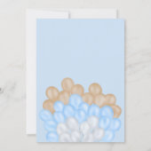 Cute teddy bear blue balloons boy baby shower invitation (Back)
