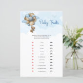 Cute teddy bear blue beige balloons Baby Traits  (Standing Front)