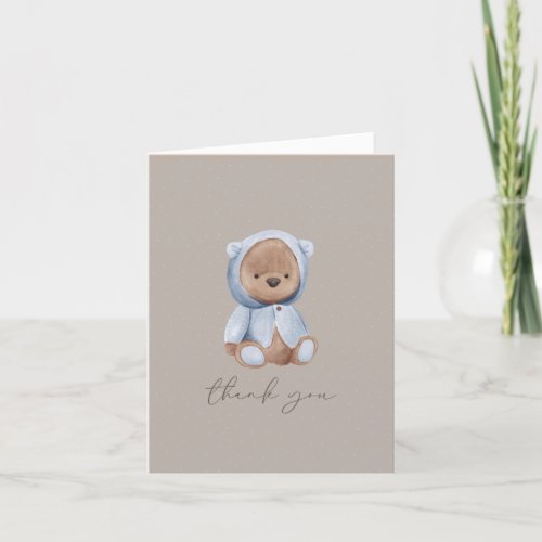 Cute Teddy Bear _ Blue Brown Neutral  Thank You Card