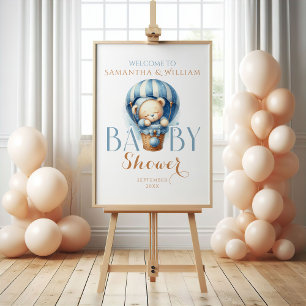 Cute Teddy Bear Blue Floating Balloon Baby Shower Foam Board
