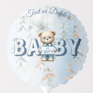 Cute Teddy Bear Blue Floral Beautiful Party Balloon