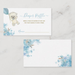 Cute Teddy Bear Boy Baby Shower Diaper Raffle Enclosure Card