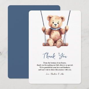 Cute Teddy Bear Boy Baby Shower Thank You Card