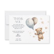Cute Teddy Bear Boy Baby Shower Thank You Card