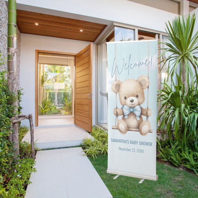 Cute Teddy Bear Boy Baby Shower Welcome Sign (Creator Uploaded)