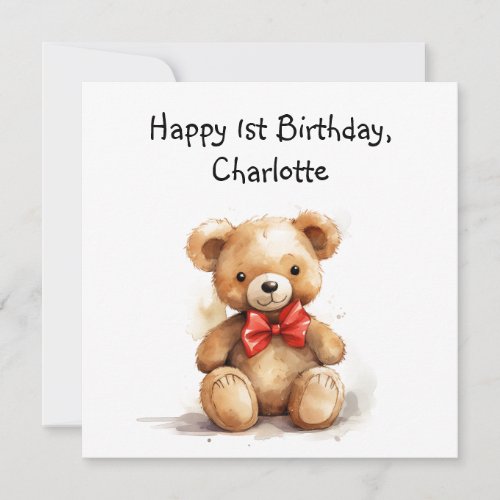 Cute teddy bear card with 1st birthday poem