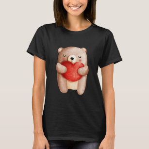 Cute Teddy Bear Carrying a Red Heart T-Shirt