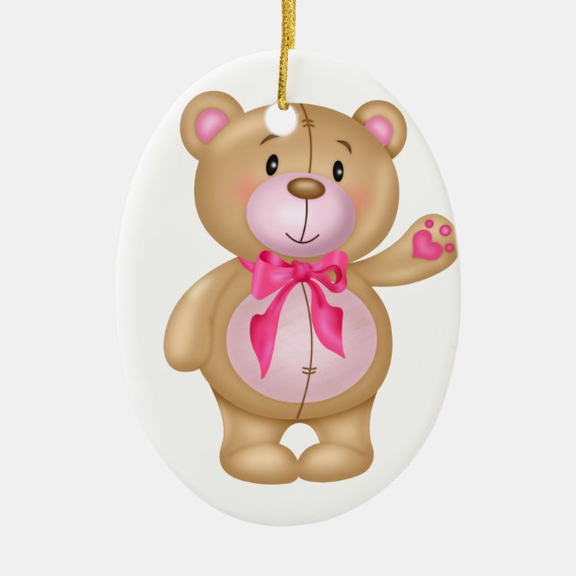 Cute Teddy Bear Ceramic Ornament (Front)