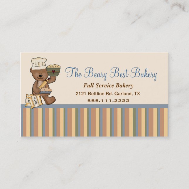 Cute Teddy Bear Chef Bakery Business Card (Front)