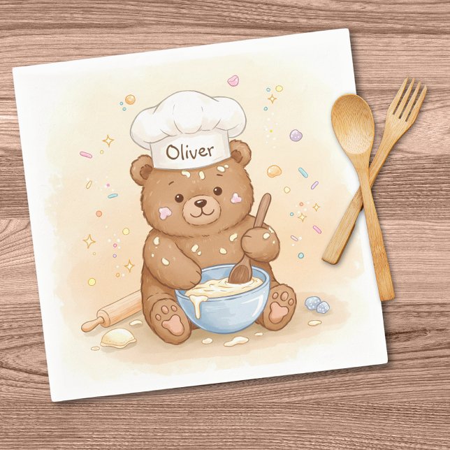 Cute Teddy Bear Chef Napkins (Creator Uploaded)