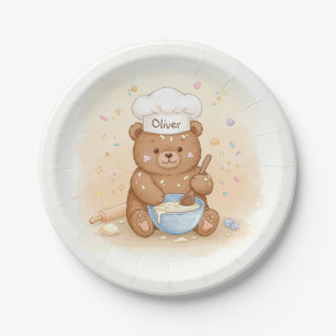 Cute Teddy Bear Chef Paper Plates