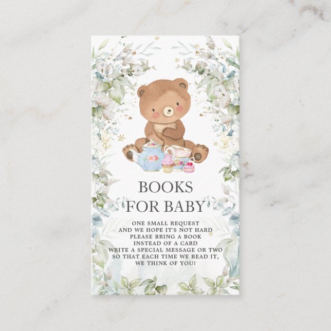 Cute Teddy Bear Chic High Tea Baby Books for Baby Enclosure Card (Front)