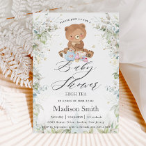 Cute Teddy Bear Chic High Tea Party Baby Shower  Invitation