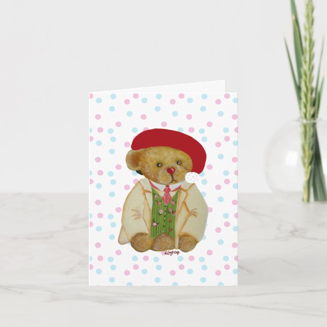 Cute Teddy Bear Christmas Greeting card (Front)