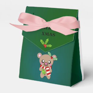 Cute Teddy Bear Christmas Tree Happy Festive Favor Boxes