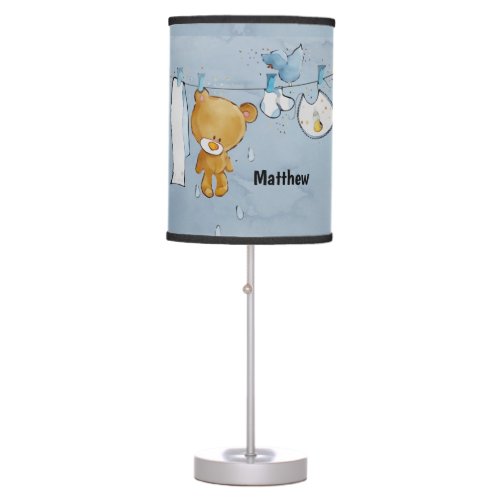 Cute Teddy Bear Clothes Line Boy Personalized  Table Lamp