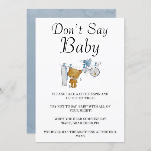Cute Teddy Bear Clothes Line Dont Say Baby Cards